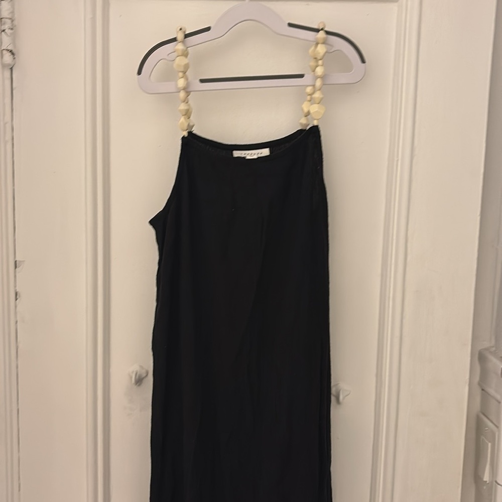 Black Crepe Topshop maxi dress with beaded straps